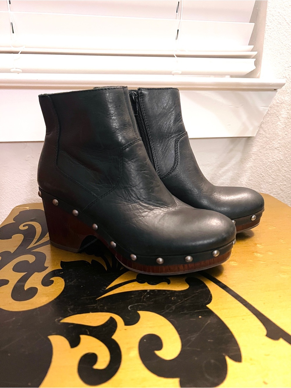 Lucky Brand Black Studded Ankle Boots